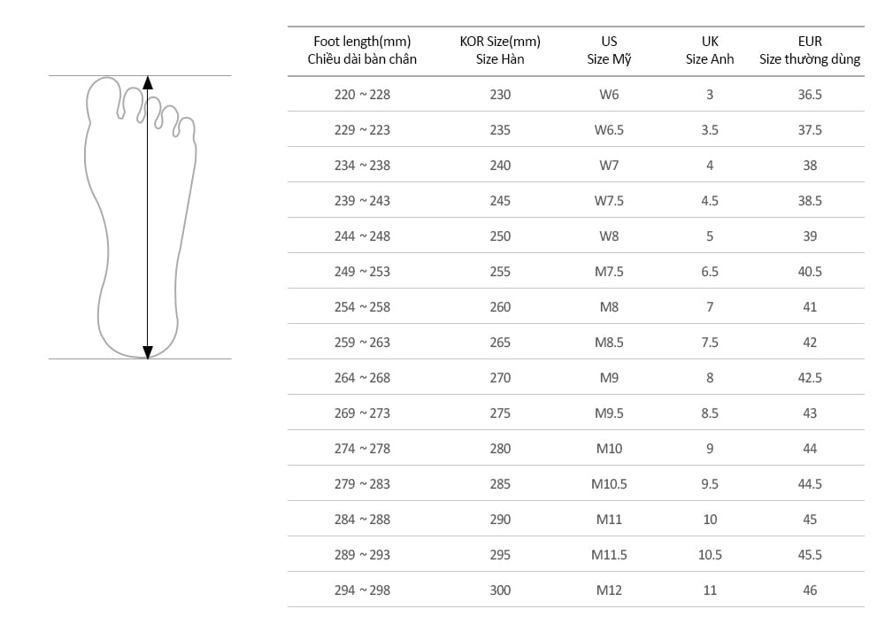 cách đo size giày mlb nam