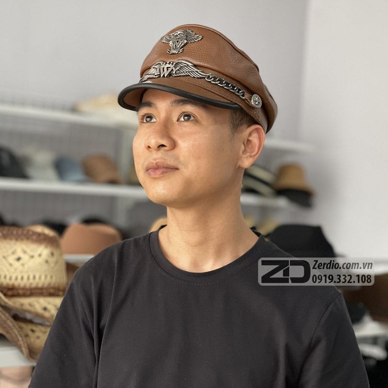 Mũ Hải Quân Nam Da Bò Thật Phong Cách Âu Mỹ (1)