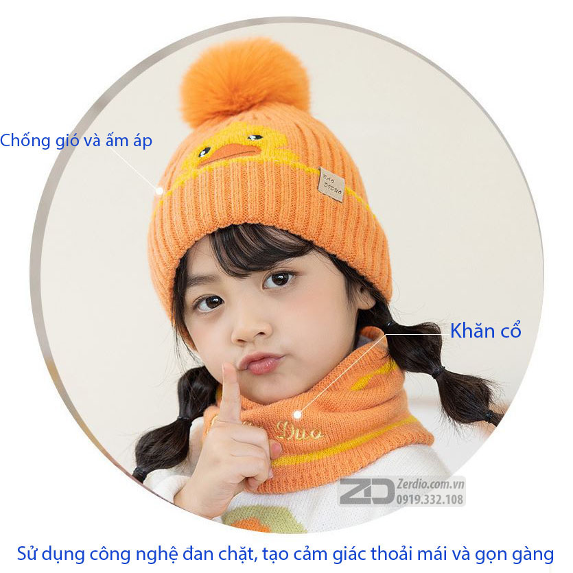 Mũ Len Kèm Khăn Cho Bé MLTE013 (1)